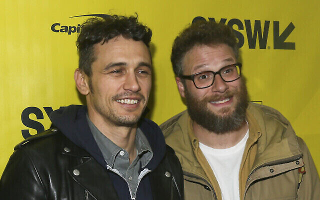 James Franco, à gauche, et Seth Rogen arrivent pour une projection de "The Disaster Artist" au Paramount Theatre, à Austin, au Texas, le 12 mars 2017. (Crédit : Jack Plunkett/Invision/AP) James Franco, à gauche, et Seth Rogen arrivent pour une projection de "The Disaster Artist" au Paramount Theatre, à Austin, au Texas, le 12 mars 2017. (Crédit : Jack Plunkett/Invision/AP)
