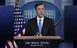 Le conseiller à la sécurité nationale Jake Sullivan pendant un point-presse à la Maison-Blanche, le 4 février 2021, à Washington, le 4 février 2021 (Crédit : AP/Evan Vucci)