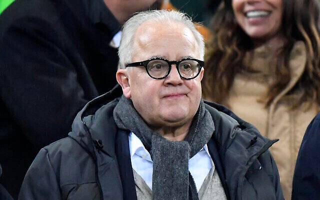 Fritz Keller, le président de la fédération allemande de football (DFB), à un match de l'Euro 2020, le 16 novembre 2019. (Crédit : AP Photo/Martin Meissner) Fritz Keller, le président de la fédération allemande de football (DFB), à un match de l'Euro 2020, le 16 novembre 2019. (Crédit : AP Photo/Martin Meissner)