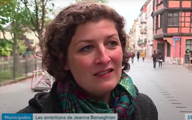 Jeanne Barseghian lors de sa campagne électorale pour la mairie de Strasbourg en 2019. (Crédit : France 3 Grand Est 
/YouTube)