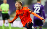 Noa Lang du Club Brugge célèbre après avoir marqué lors du match de championnat de Belgique de football Club Brugge KV et RSC Anderlecht le 20 mai 2021 à Anderlecht. (Crédit : Bruno Fahy / Sources diverses / AFP)