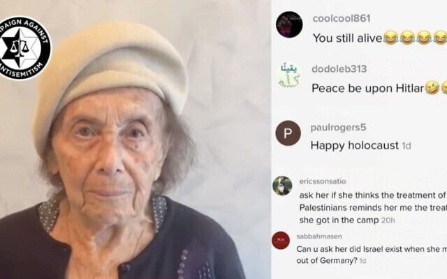 Le compte TikTok de la survivante de la Shoah Lily Ebert a été inondé de messages antisémites. (Crédit : Campaign Against Antisemitism via JTA) Le compte TikTok de la survivante de la Shoah Lily Ebert a été inondé de messages antisémites. (Crédit : Campaign Against Antisemitism via JTA)