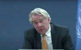 Capture d'écran de la vidéo du coordinateur spécial des Nations unies pour le processus de paix au Moyen-Orient, Tor Wennesland. (YouTube)