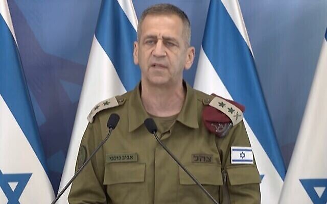 Le chef d'état-major de Tsahal Aviv Kohavi, lors d'une conférence de presse après le cessez-le-feu avec Gaza, le 21 ma1 2021. (Screenshot)