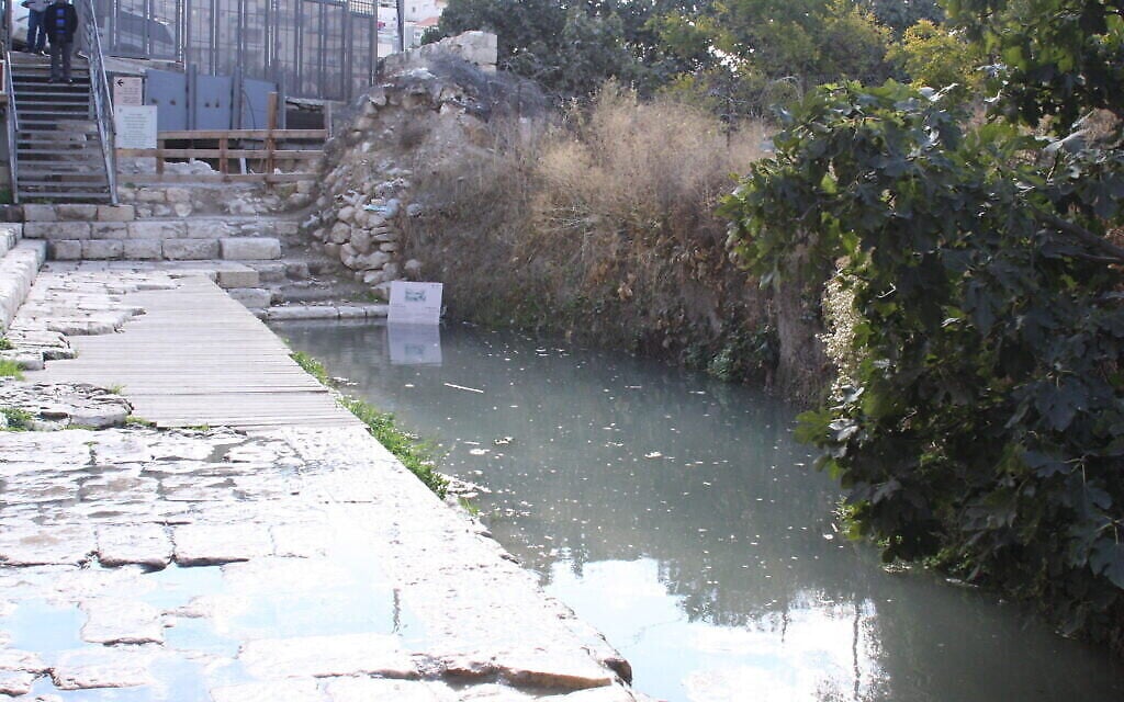 Le bassin de Siloam dans la cité de David, à Jérusalem. (Crédit :  Shmuel Bar-Am)