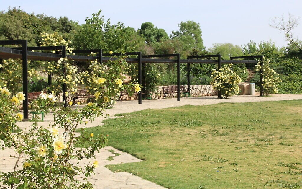 La place Zurich au Wohl Rose Park de Jérusalem, au mois d'avril 2021. (Crédit :  Shmuel Bar-Am)