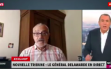 A gauche, le général à la retraite, Daniel Delwarde et à droite le présentateur télé Jean Marc Morandini (Crédit : capture d'écran YouTube)