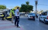 Les forces de sécurité et les secours sur les lieux de la fusillade à Lod, le 27 juin 2021. (Autorisation)