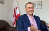 L'ambassadeur de Géorgie en Israël Lasha Zhvania dans son bureau, en mai 2021. (Autorisation)