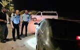 La scène où un homme a été abattu à Hura, le 16 juillet 2020 (Crédit : Police israélienne)