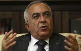 L'ex-Premier ministre palestinien Salam Fayyad au mois de juin 2021. (Crédit : AP/Majdi Mohammed)