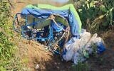 Le site d'un accident de parapente près de Modiin le 2 juillet 2021. (Police israélienne)