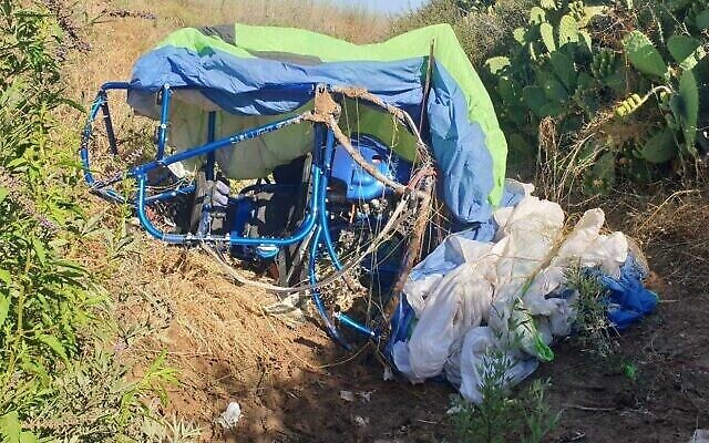 Le site d'un accident de parapente près de Modiin le 2 juillet 2021. (Police israélienne)