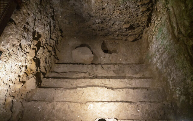 Piscine à gradins installée dans l'une des chambres du magnifique bâtiment vieux de 2 000 ans situé dans la vieille ville de Jérusalem à la fin de la période du Second Temple, qui servait de bain rituel.(Yaniv Berman/Israel Antiquities Authority)