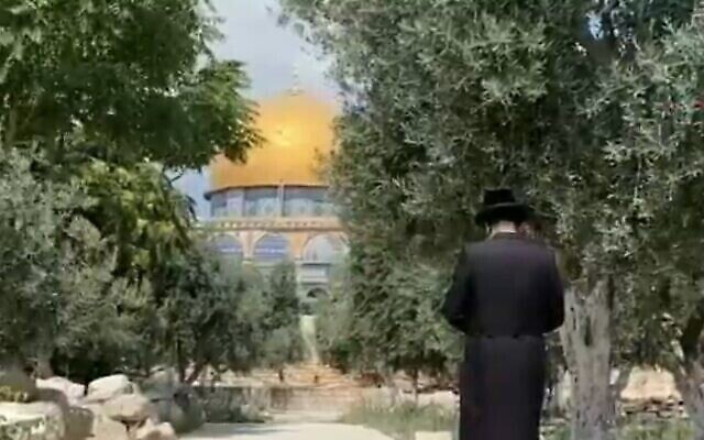 Un Juif prie sur le mont du Temple, le 17 juillet 2021. (Capture d'écran : Douzième chaine) Un Juif prie sur le mont du Temple, le 17 juillet 2021. (Capture d'écran : Douzième chaine)
