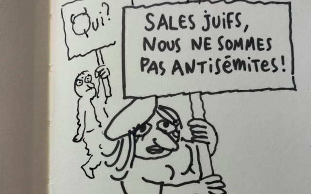 Le dessin de Joann Sfar dénonçant l’antisémitisme censuré par Facebook et Instagram, en 2021. (Crédit : Joann Sfar)