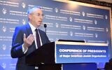 Le général de brigade (de réserve) Michael Herzog, Senior Fellow, The Jewish People Policy Planning Institute lors de la réunion de la Conférence des présidents à Jérusalem, le 15 février 2016 (Crédit : Tamir Hayoun).