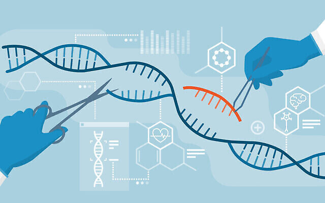 Des scientifiques analysent l'hélice d'ADN et éditent le génome à l’intérieur des organismes, une technologie CRISPR. (Elenabs via iStock par Getty Images) Des scientifiques analysent l'hélice d'ADN et éditent le génome à l’intérieur des organismes, une technologie CRISPR. (Elenabs via iStock par Getty Images)