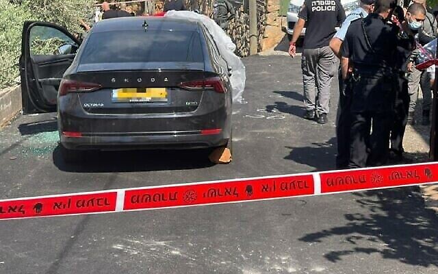 La scène du meurtre de Shara Ismail, 50 ans, à Rameh, le 15 août 2021. (Crédit : Police israélienne) La scène du meurtre de Shara Ismail, 50 ans, à Rameh, le 15 août 2021. (Crédit : Police israélienne)