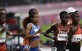 La coureuse israélienne Selamawit Teferi participe à la finale du 5000 m féminin aux Jeux olympiques de Tokyo 2020, le 2 août 2021. (Amit Shisel/Comité olympique israélien)