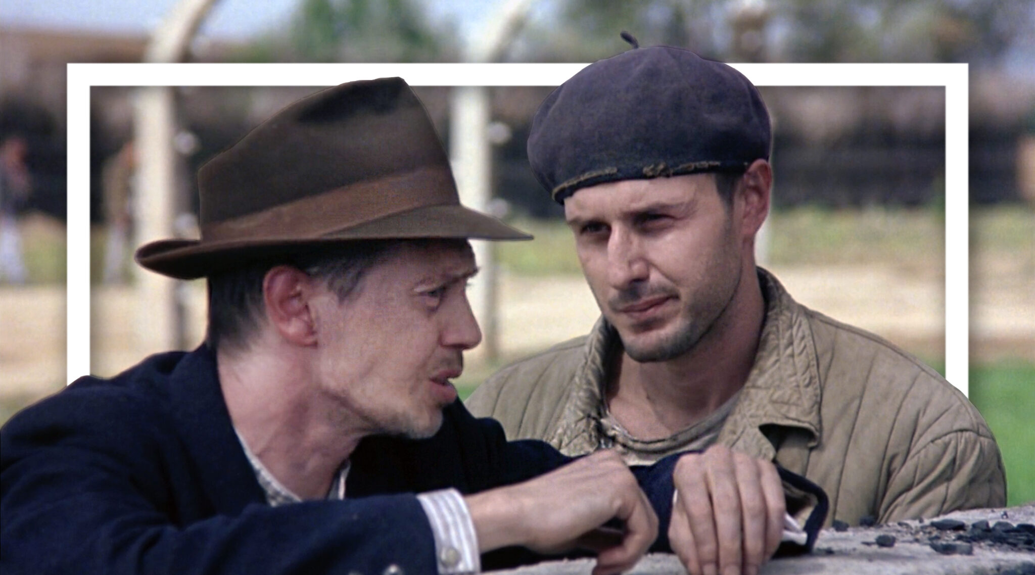 Steve Buscemi et David Arquette dans 'The Grey Zone' (Capture d'écran via Lionsgate Entertainment; Photo illustration by Grace Yagel via JTA) Steve Buscemi et David Arquette dans 'The Grey Zone' (Capture d'écran via Lionsgate Entertainment; Photo illustration by Grace Yagel via JTA)