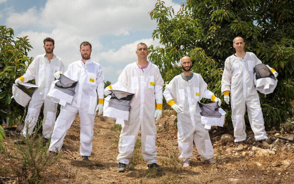 Les fondateurs de Beewise, de gauche à droite : Hillel Schreier, Eliyah Radzyner, Saar-Safra, Yossi Surin, Boaz Petersil. (Crédit : Beewise)