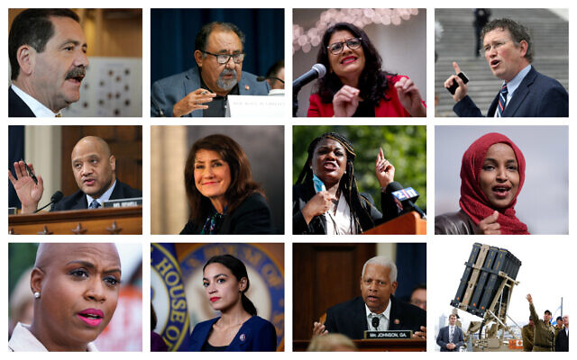 De haut en bas, de gauche à droite : Reps. Jesus Garcia, Raul Grijalva, Rashida Tlaib, Thomas Massie, Andre Carson, Marie Newman, Cori Bush, Ilhan Omar, Ayanna Pressley, Alexandria Ocasio-Cortez et Hank Johnson. (Crédit : Composite/AP) De haut en bas, de gauche à droite : Reps. Jesus Garcia, Raul Grijalva, Rashida Tlaib, Thomas Massie, Andre Carson, Marie Newman, Cori Bush, Ilhan Omar, Ayanna Pressley, Alexandria Ocasio-Cortez et Hank Johnson. (Crédit : Composite/AP)