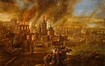 Sodome et Gomorrhe en feu par Jacob de Wet II, en 1680 (Crédit : Creative commons)