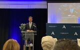 L'ancien fonctionnaire de la Maison Blanche, Jared Kushner, s'exprime lors d'un événement à Washington marquant le premier anniversaire des accords d'Abraham, le 14 septembre 2021. (Jacob Magid/Times of Israel)