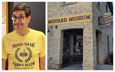 Barry Levenson (à gauche) et son musée de la moutarde. (Autorisation : Levenson / Wikimedia commons / via JTA)