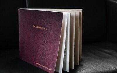 Un fac-similé d'un album photographique du procès de Nuremberg photographié le 13 octobre 2021 à l'Université de droit de Lyon 3 qui en possède une copie. Le musée mémorial d'Izieu (Ain) présente le 15 octobre 2021 une version réémergée et entièrement restaurée d'un album photographique du procès de Nuremberg, à l'occasion d'un colloque consacré aux audiences du tribunal militaire international historique. (Crédit : PHILIPPE DESMAZES / AFP)