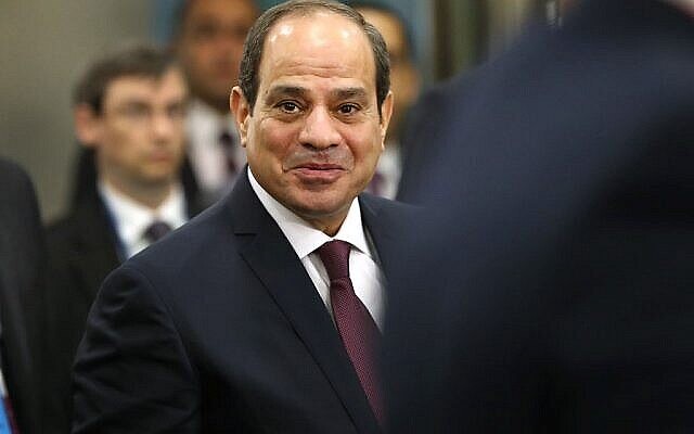 Le président égyptien Abdel-Fatah al-Sisi arrive pour prendre la parole à l'Assemblée générale des Nations Unies le 24 septembre 2019 à New York. (Crédit : Spencer Platt/Getty Images/AFP)