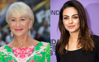 Les actrices Helen Mirren, à gauche, et Mila Kunis. (Crédit : AP)