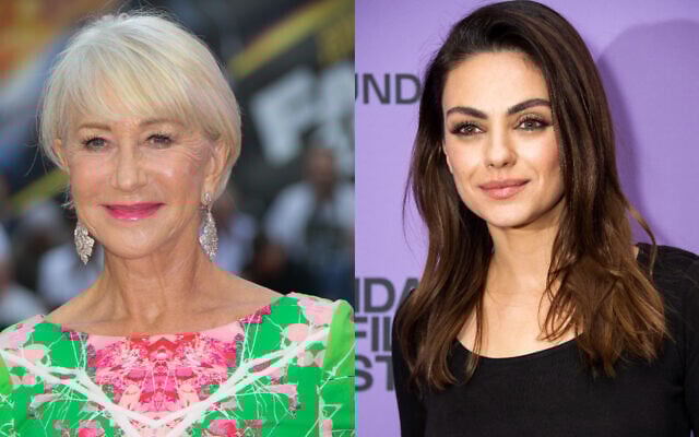 Les actrices Helen Mirren, à gauche, et Mila Kunis. (Crédit : AP)