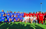 Les joueurs juifs, musulmans et chrétiens qui ont participé au match du club International Meinau Académie, le 24 ocotbre 2021, à Strasbourg. (Crédit : International Meinau Académie / Facebook)
