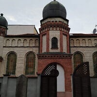 La synagogue de Halle, en Allemagne, le 11 octobre 2019. (Yaakov Schwartz/ Times of Israel)