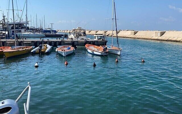 La zone du port de Jaffa où un missile a été découvert, 30 septembre 2021 (Police israélienne)