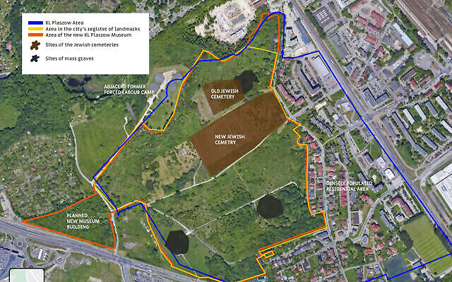 Une carte aérienne du site de l'ancien camp de concentration de Plaszow préparée par l'organisation FestivALT. (Crédit : FestivALT)