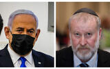 Le Premier ministre Benjamin Netanyahu (G) et le procureur général Avichai Mandelblit (D). (Crédit : Flash90)
