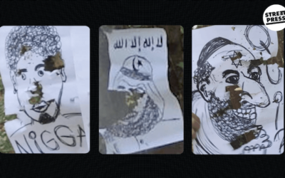 Les caricatures d’un Juif, d’un musulman et d’un Noir sur lesquelles ont tiré des membres d’un groupuscule d’extrême droite baptisé « la Famille Gallicane ». (Crédit : Streetpress) Les caricatures d’un Juif, d’un musulman et d’un Noir sur lesquelles ont tiré des membres d’un groupuscule d’extrême droite baptisé « la Famille Gallicane ». (Crédit : Streetpress)