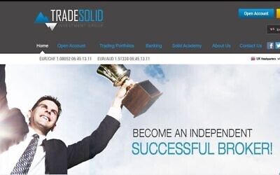Une capture d'écran du site Tradesolid.com tel qu'il apparaissait en 2016.
