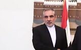 L'ambassadeur d'Iran au Yémen, Hassan Irloo. Irloo est mort du coronavirus le 21 décembre 2021. (Capture d'écran)