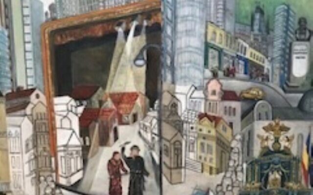 Extrait de " Patrimoine roumain - un voyage dans le temps " de l'artiste Beverly-Jane Stewart à l'Institut culturel roumain de Tel Aviv pour la Journée internationale de la Shoah 2022. (Crédit : Duncan Phillips) Extrait de " Patrimoine roumain - un voyage dans le temps " de l'artiste Beverly-Jane Stewart à l'Institut culturel roumain de Tel Aviv pour la Journée internationale de la Shoah 2022. (Crédit : Duncan Phillips)