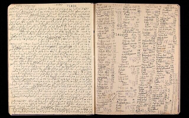 Le projet Edward Blank YIVO Vilna Online Collections comprend des objets quotidiens comme cette page des carnets de l'horloger d'origine russe Shalom Schwarzbard, avec une liste des dépenses. (Crédit : YIVO / via JTA)