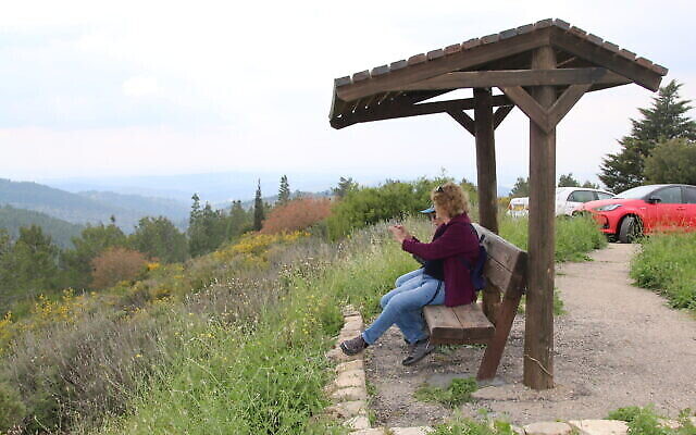 Le belvédère Simone Louki dans le parc de Belgique. (Crédit : Shmuel Bar-Am)