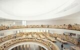 Une image modélisée de la nouvelle salle de lecture de la Bibliothèque nationale d'Israël. (Crédit : Herzog de Meuron/Mann Shinar Architects)