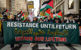 Des manifestants pro-palestiniens à New York, le 30 mars 2022. (Crédit : Luke Tress/Times of Israel)