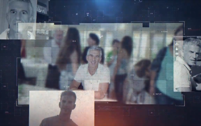 Les photos du chef du Mossad David Barnea sur une vidéo publiée sur une chaîne Telegram, le 16 mars 2022. (Crédit : Capture d'écran)