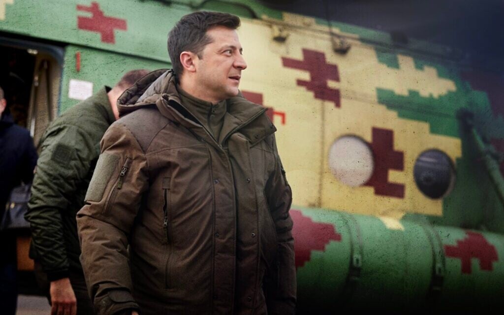Le président ukrainien Volodymyr Zelensky suscite l'admiration des Juifs qui voient en lui une figure héroïque. (Crédit : Anadolu Agency/Getty Images via JTA)