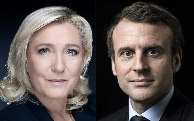 (MONTAGE) La candidate à la présidence du parti d'extrême droite français Marine Le Pen et le président français Emmanuel Macron. (Crédit : Joël Saget et Eric Feferberg / AFP) (MONTAGE) La candidate à la présidence du parti d'extrême droite français Marine Le Pen et le président français Emmanuel Macron. (Crédit : Joël Saget et Eric Feferberg / AFP)